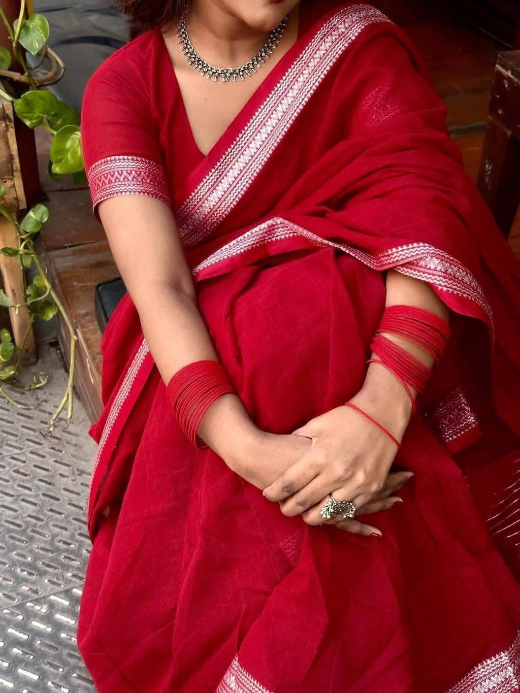 Classic Deshi Cotton Saree in Maroon