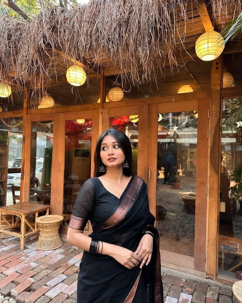 Classic Deshi Cotton Saree in Black