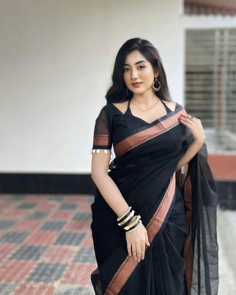 Classic Deshi Cotton Saree in Black