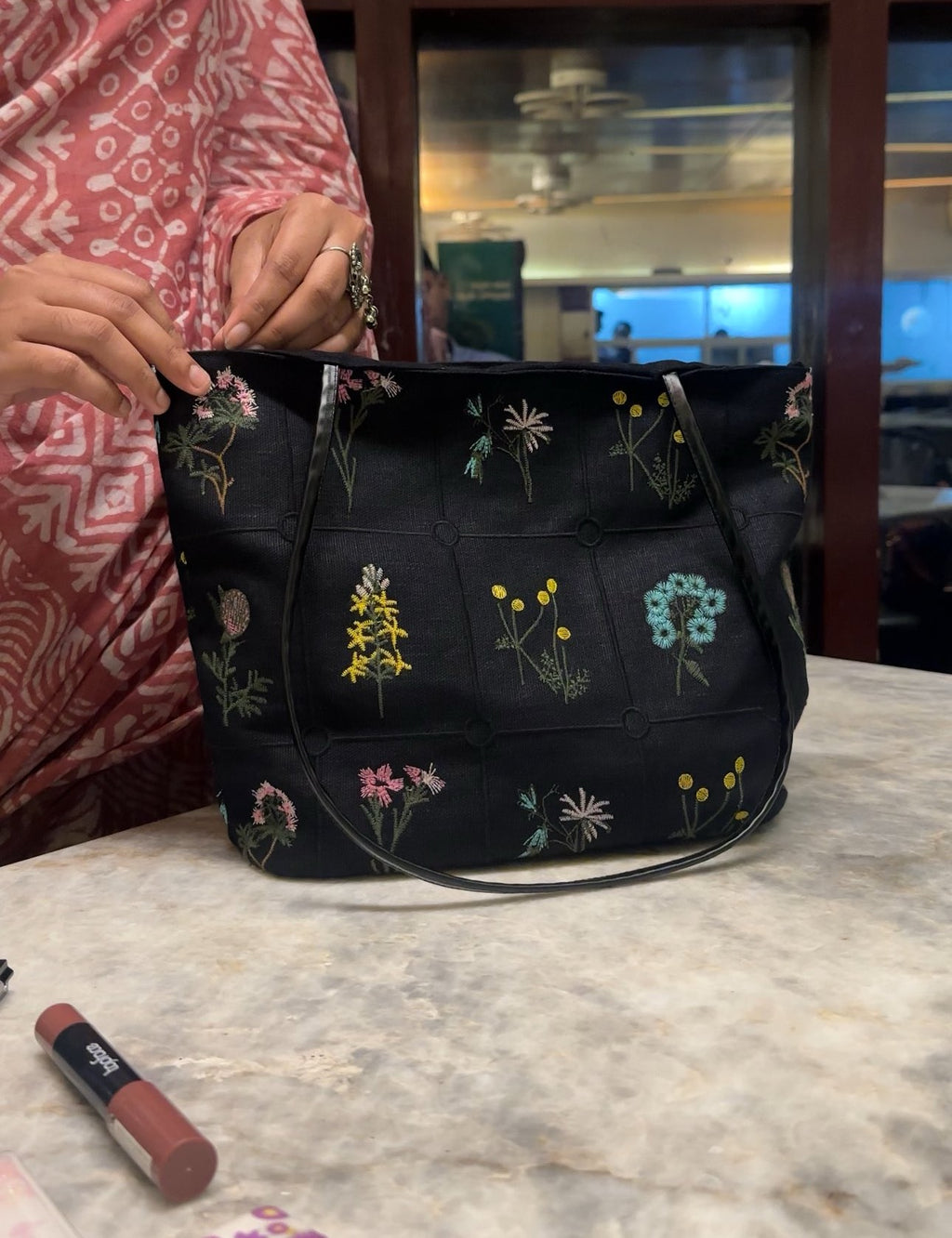 Signature Embroidered Floral Tote Bag