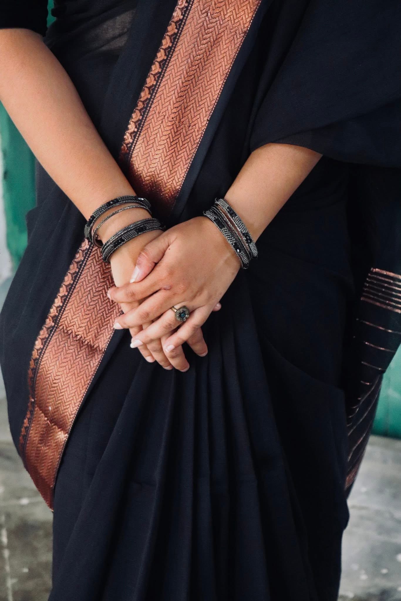Classic Deshi Cotton Saree in Black