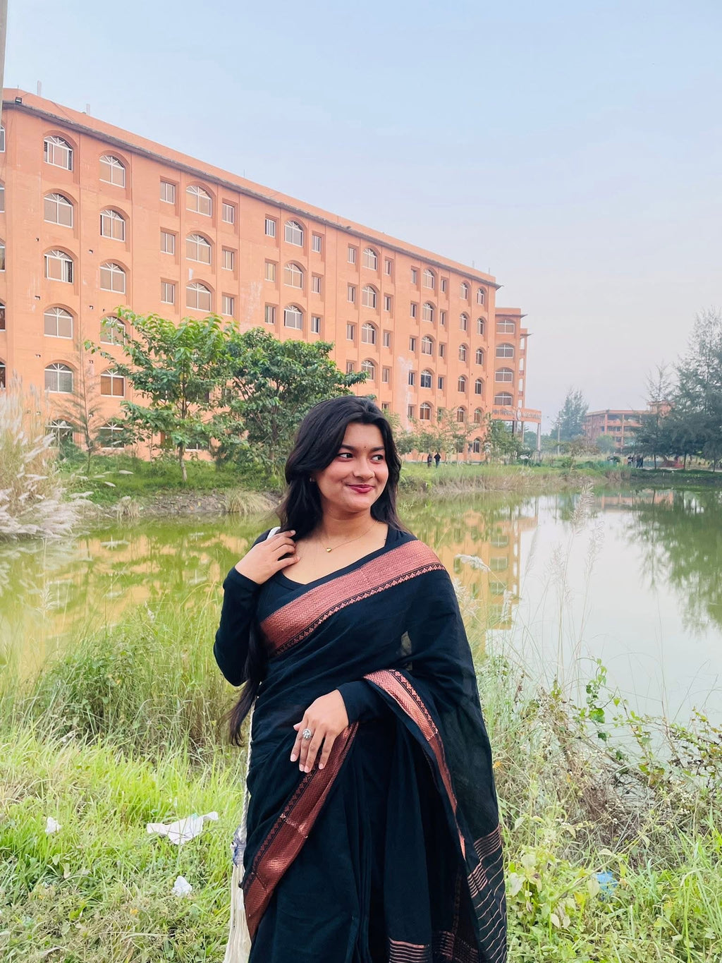 Classic Deshi Cotton Saree in Black
